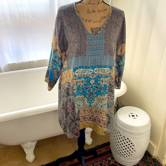 Johnny Was Silk V-Neck Tunic Dress Size MED-EUC-Like New🪷 - Picture 13 of 13